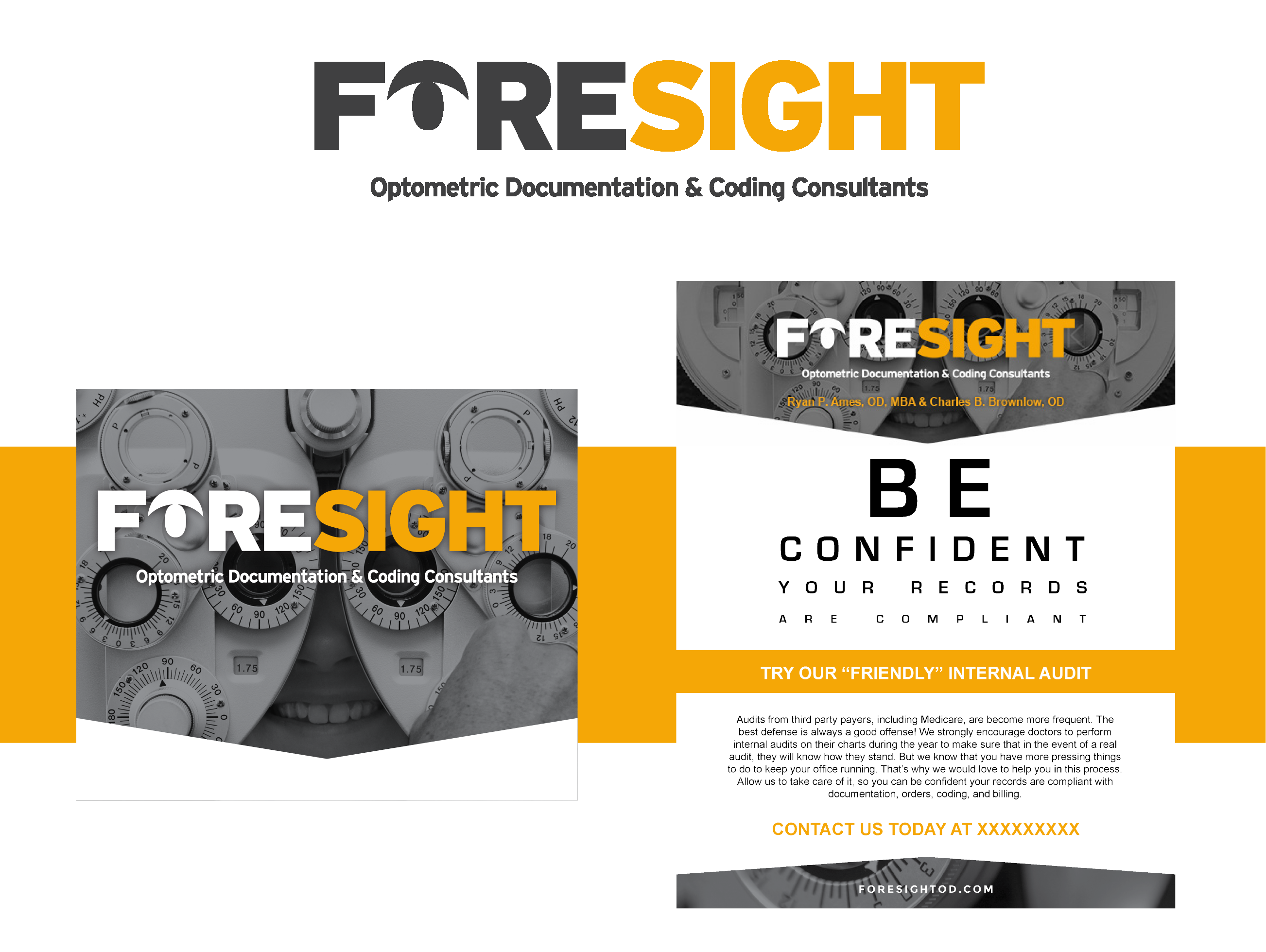 Foresight logo and print collateral