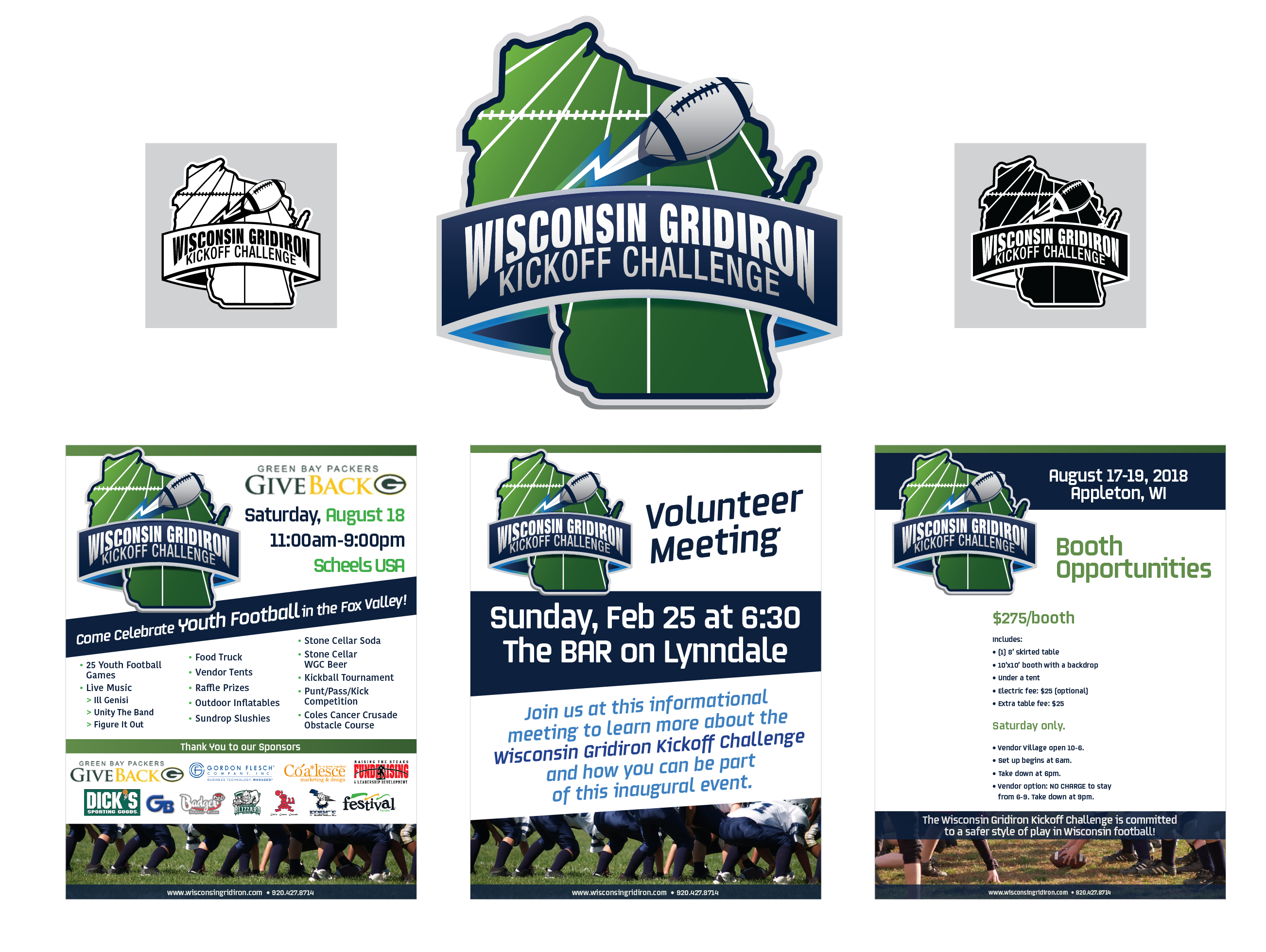 Wisconsin Gridiron Kickoff Challenge logo and print collateral